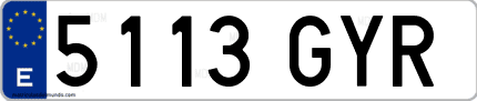 Ejemplo de matrícula de coche ordinaria 5113 GYR