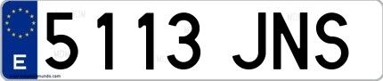 Ejemplo de matrícula española 5113 JNS