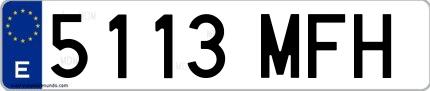 Ejemplo de matrícula española 5113 MFH
