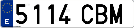 Ejemplo de matrícula de coche ordinaria 5114 CBM