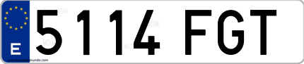 Ejemplo de matrícula de coche ordinaria 5114 FGT