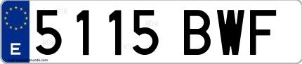 Ejemplo de matrícula española 5115 BWF