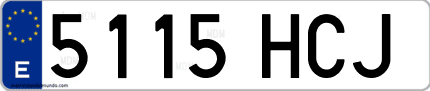 Ejemplo de matrícula de coche ordinaria 5115 HCJ