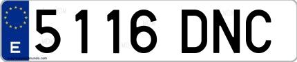 Ejemplo de matrícula española 5116 DNC