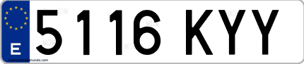 Ejemplo de matrícula de coche ordinaria 5116 KYY