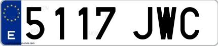 Ejemplo de matrícula española 5117 JWC