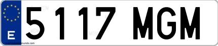 Ejemplo de matrícula española 5117 MGM