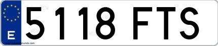Ejemplo de matrícula española 5118 FTS