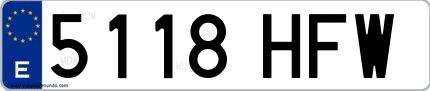 Ejemplo de matrícula española 5118 HFW