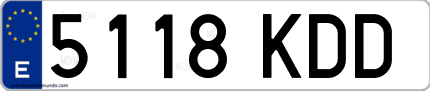 Ejemplo de matrícula de coche ordinaria 5118 KDD