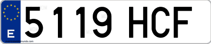 Ejemplo de matrícula de coche ordinaria 5119 HCF