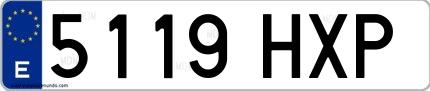 Ejemplo de matrícula española 5119 HXP