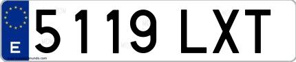 Ejemplo de matrícula española 5119 LXT