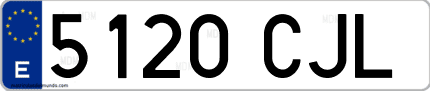 Ejemplo de matrícula de coche ordinaria 5120 CJL