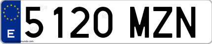 Ejemplo de matrícula de coche ordinaria 5120 MZN