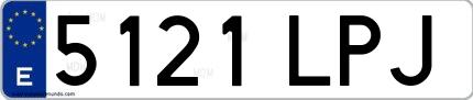 Ejemplo de matrícula española 5121 LPJ