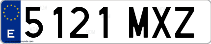 Ejemplo de matrícula de coche ordinaria 5121 MXZ