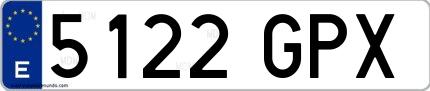 Ejemplo de matrícula española 5122 GPX