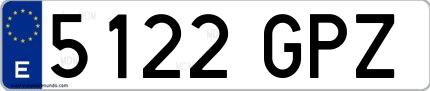 Ejemplo de matrícula española 5122 GPZ