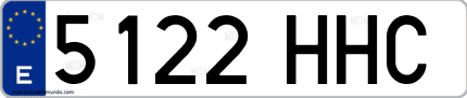 Ejemplo de matrícula de coche ordinaria 5122 HHC