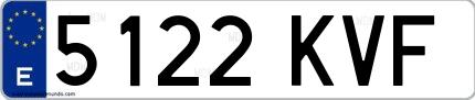 Ejemplo de matrícula española 5122 KVF