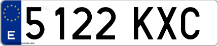 Ejemplo de matrícula de coche ordinaria 5122 KXC