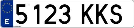 Ejemplo de matrícula española 5123 KKS
