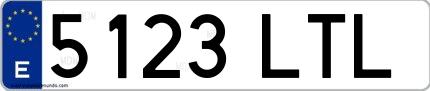 Ejemplo de matrícula española 5123 LTL