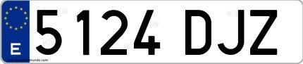 Ejemplo de matrícula española 5124 DJZ