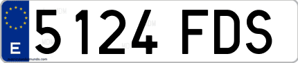 Ejemplo de matrícula de coche ordinaria 5124 FDS