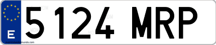 Ejemplo de matrícula de coche ordinaria 5124 MRP