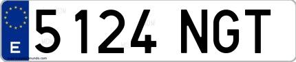 Ejemplo de matrícula española 5124 NGT