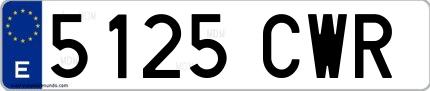 Ejemplo de matrícula española 5125 CWR