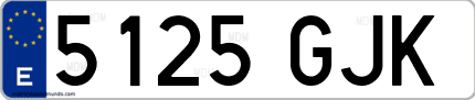 Ejemplo de matrícula de coche ordinaria 5125 GJK