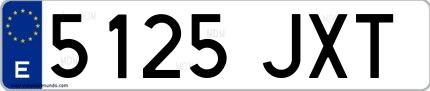 Ejemplo de matrícula española 5125 JXT