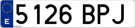 Ejemplo de matrícula española 5126 BPJ