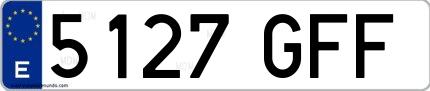 Ejemplo de matrícula española 5127 GFF