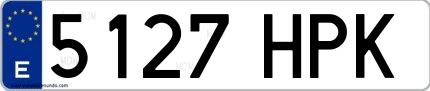 Ejemplo de matrícula española 5127 HPK