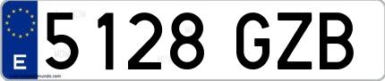 Ejemplo de matrícula española 5128 GZB