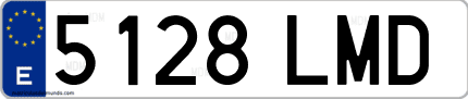 Ejemplo de matrícula de coche ordinaria 5128 LMD