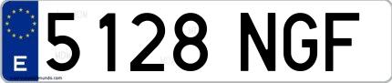 Ejemplo de matrícula española 5128 NGF