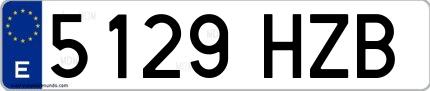 Ejemplo de matrícula española 5129 HZB