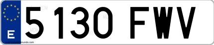 Ejemplo de matrícula española 5130 FWV