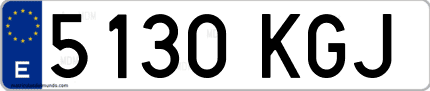 Ejemplo de matrícula de coche ordinaria 5130 KGJ