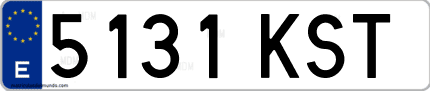 Ejemplo de matrícula de coche ordinaria 5131 KST