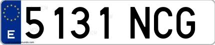 Ejemplo de matrícula española 5131 NCG