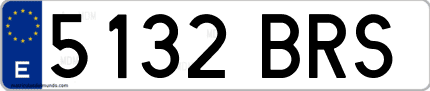 Ejemplo de matrícula de coche ordinaria 5132 BRS
