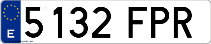 Ejemplo de matrícula de coche ordinaria 5132 FPR