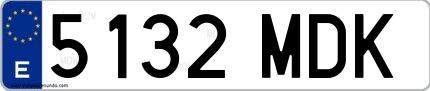 Ejemplo de matrícula española 5132 MDK