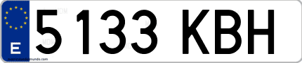 Ejemplo de matrícula de coche ordinaria 5133 KBH